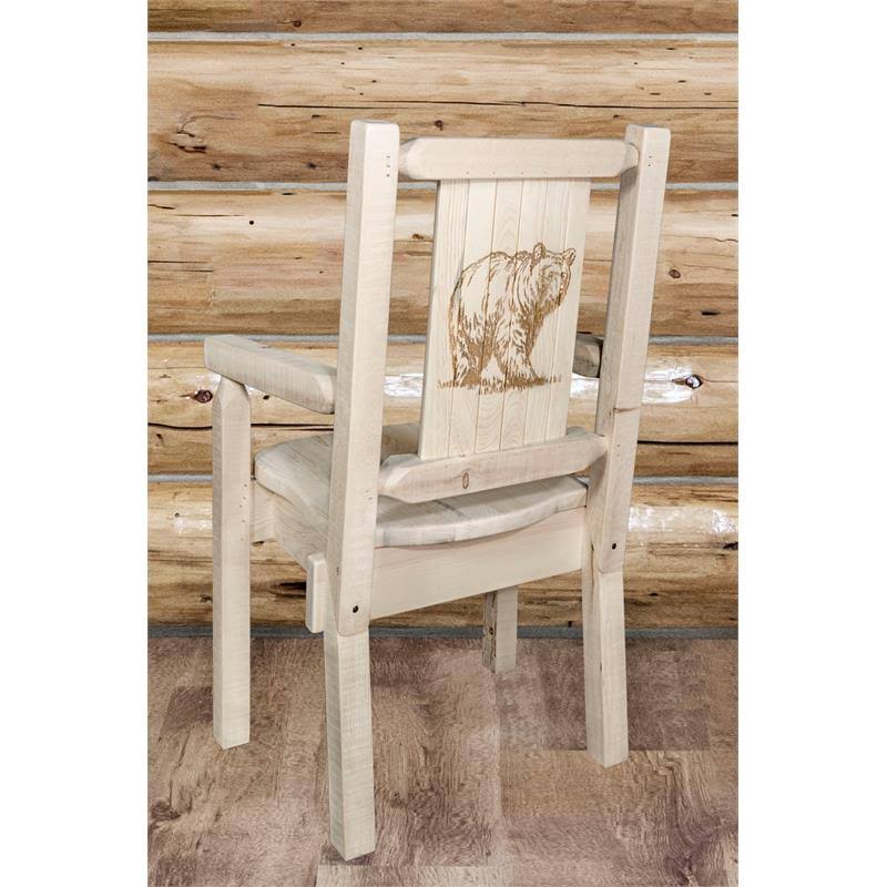 Laser Engraved Bear Design Captain's Chair S290