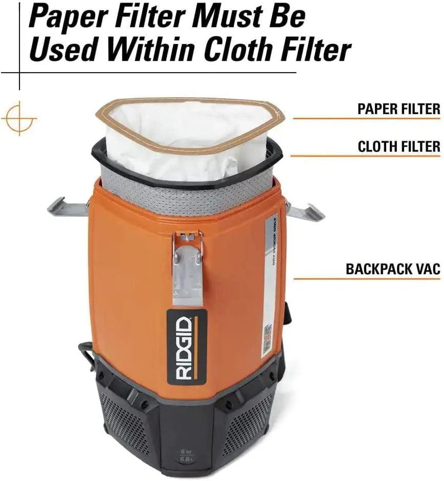 6 Qt. Backpack Vacuum Cleaner with Filters A6919