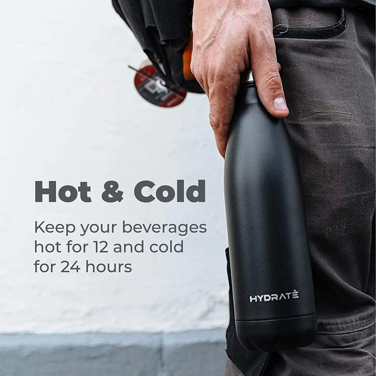 Carbon Black Stainless Steel Water Bottle 500ml Insulated Reusable U9848