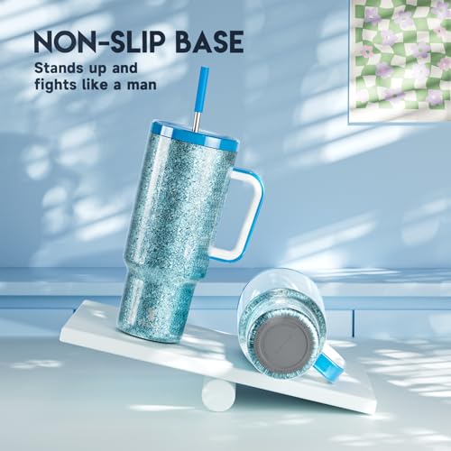 40oz Insulated Stainless Steel Tumbler with Handle and Straw V421410