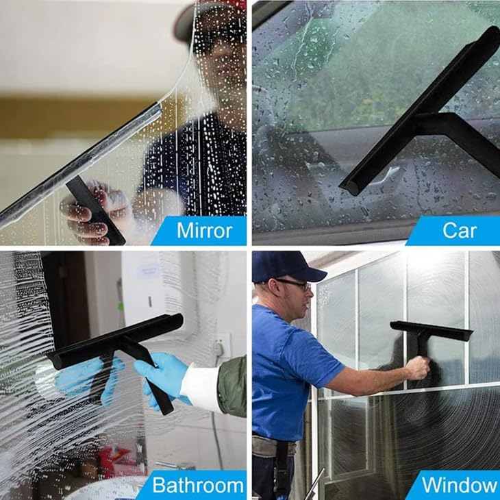 Glass Wiper Scraper Shower Squeegee with Silicone Holder O411873