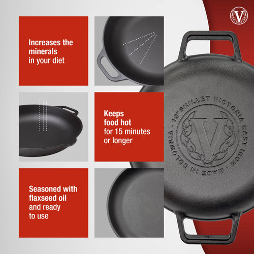 10-Inch Cast Iron Round Skillet with Double Loop Handles W967718