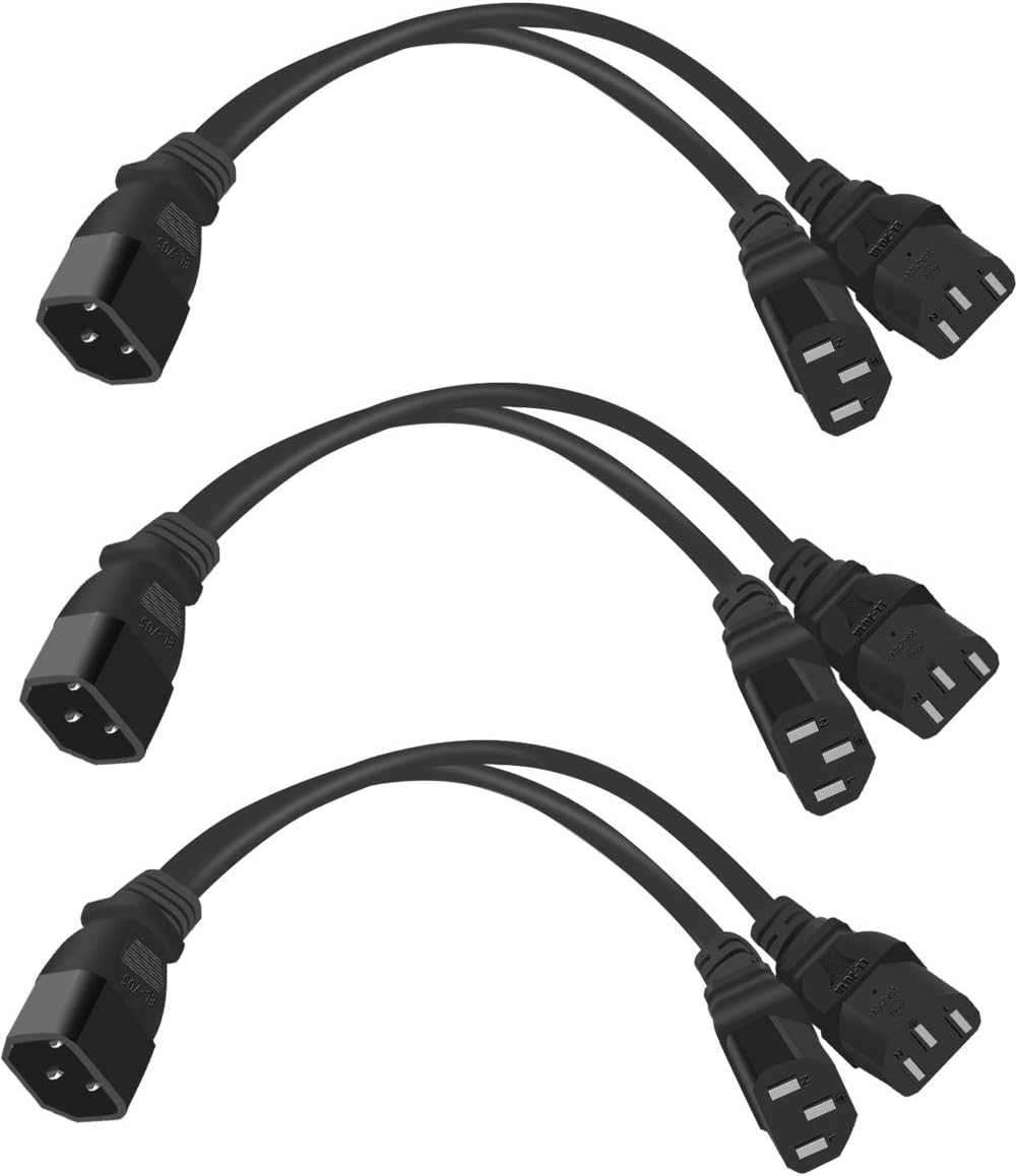 3Pack C14 to 2 x C13 Power Adapter Cable Cord 30cm O66413