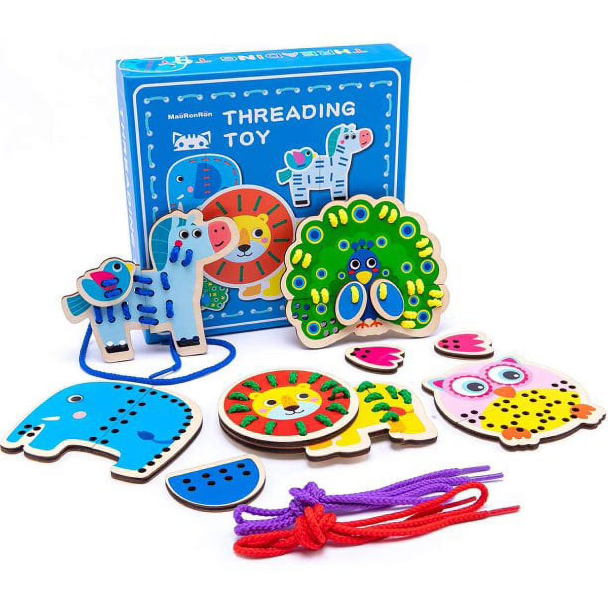 5 Pack Wooden Lacing Cards Montessori Sewing Toys X5487