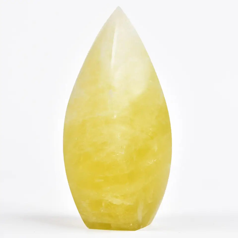 Large Lemon Quartz Obelisk Natural Healing Crystal Point 4 Sides Spiral Tower 1.1-1.7 Lbs U207