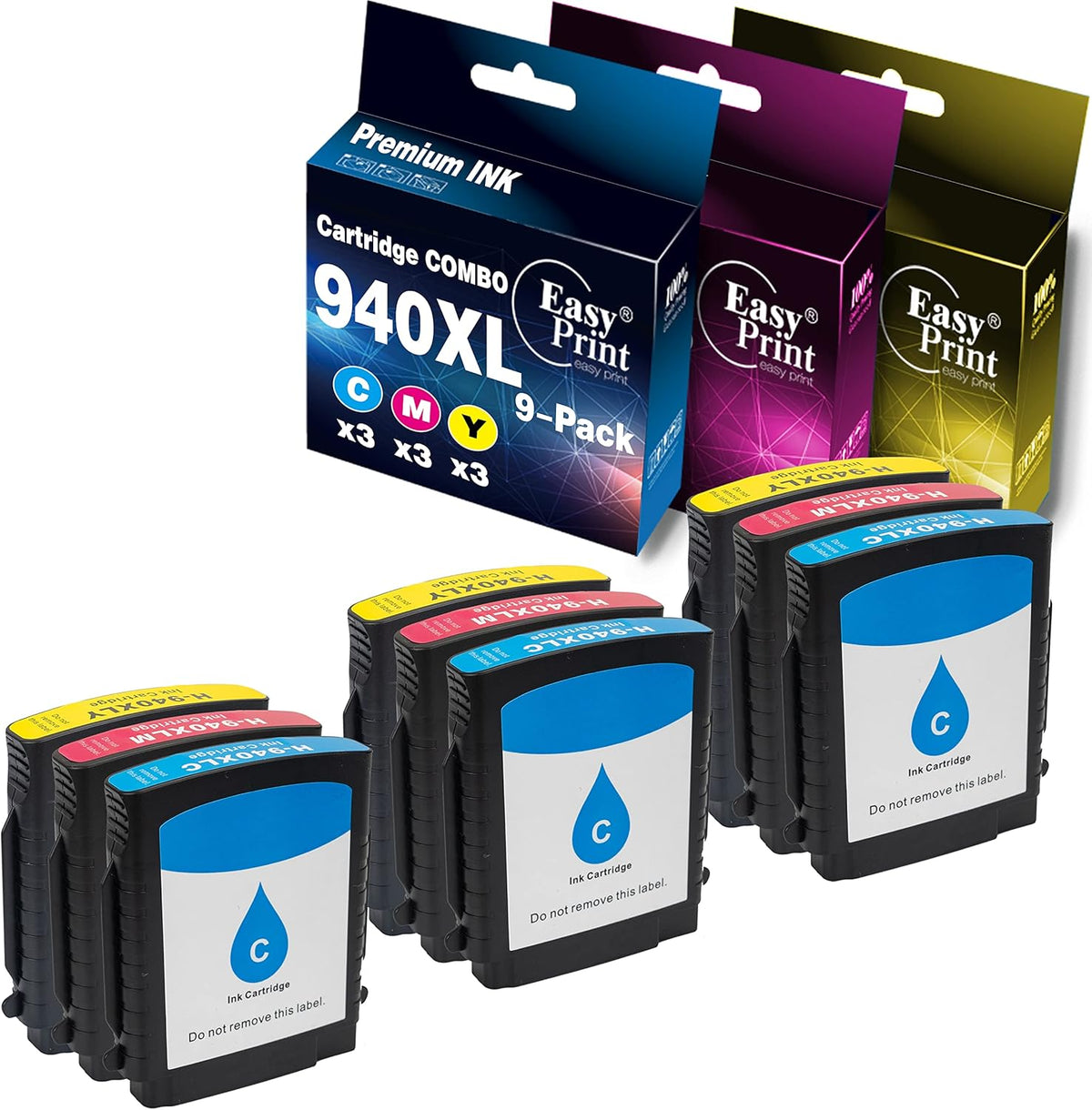 9 Pack Ink Cartridge for HP 940 940XL Officejet Pro 8000 8500 8500A Printer E212