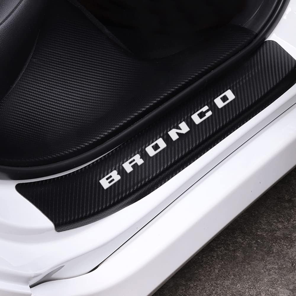 Carbon Fiber Vinyl Sticker Car Door Sill Protector Scuff Plate Pack of 2 V148