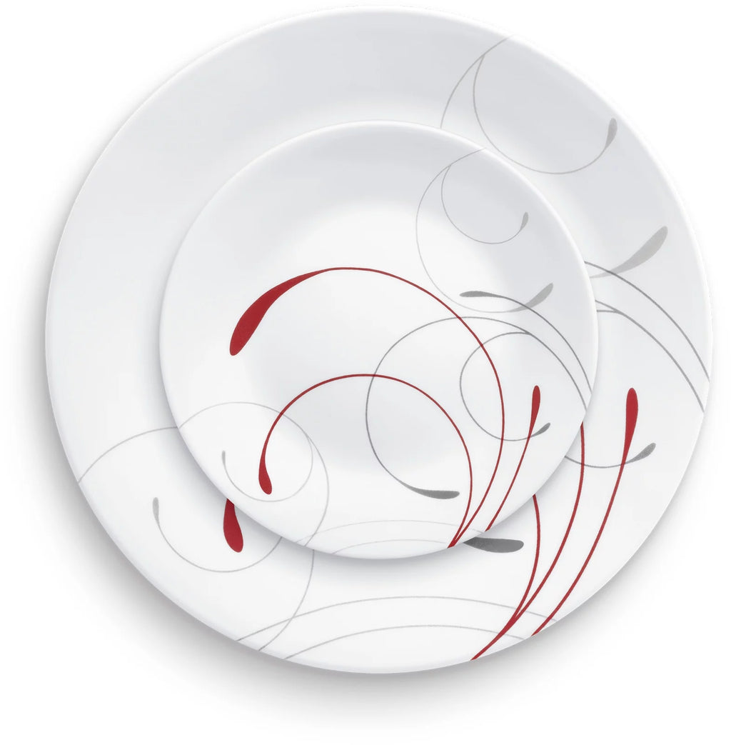 White and Red 12-Piece Dinnerware Set X814