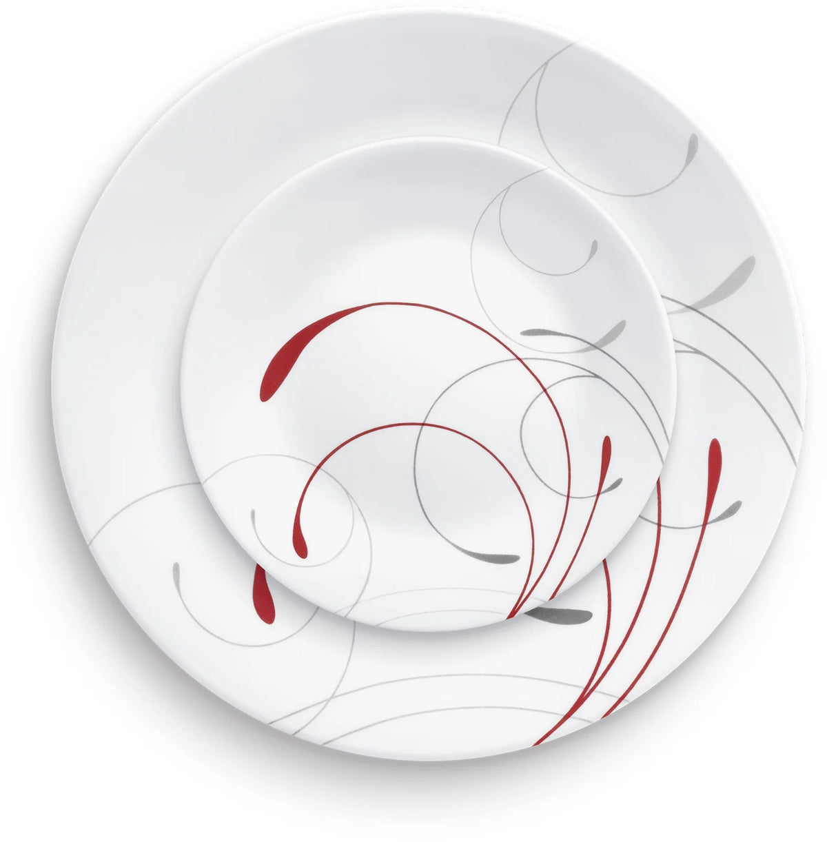White and Red 12-Piece Dinnerware Set X814