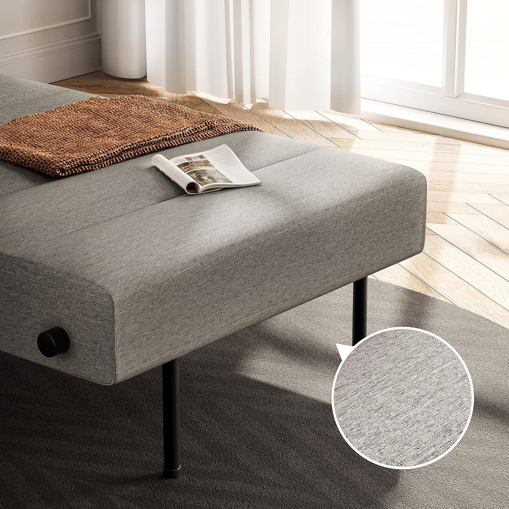 Light Gray Linen Convertible Sofa Bed Q915823