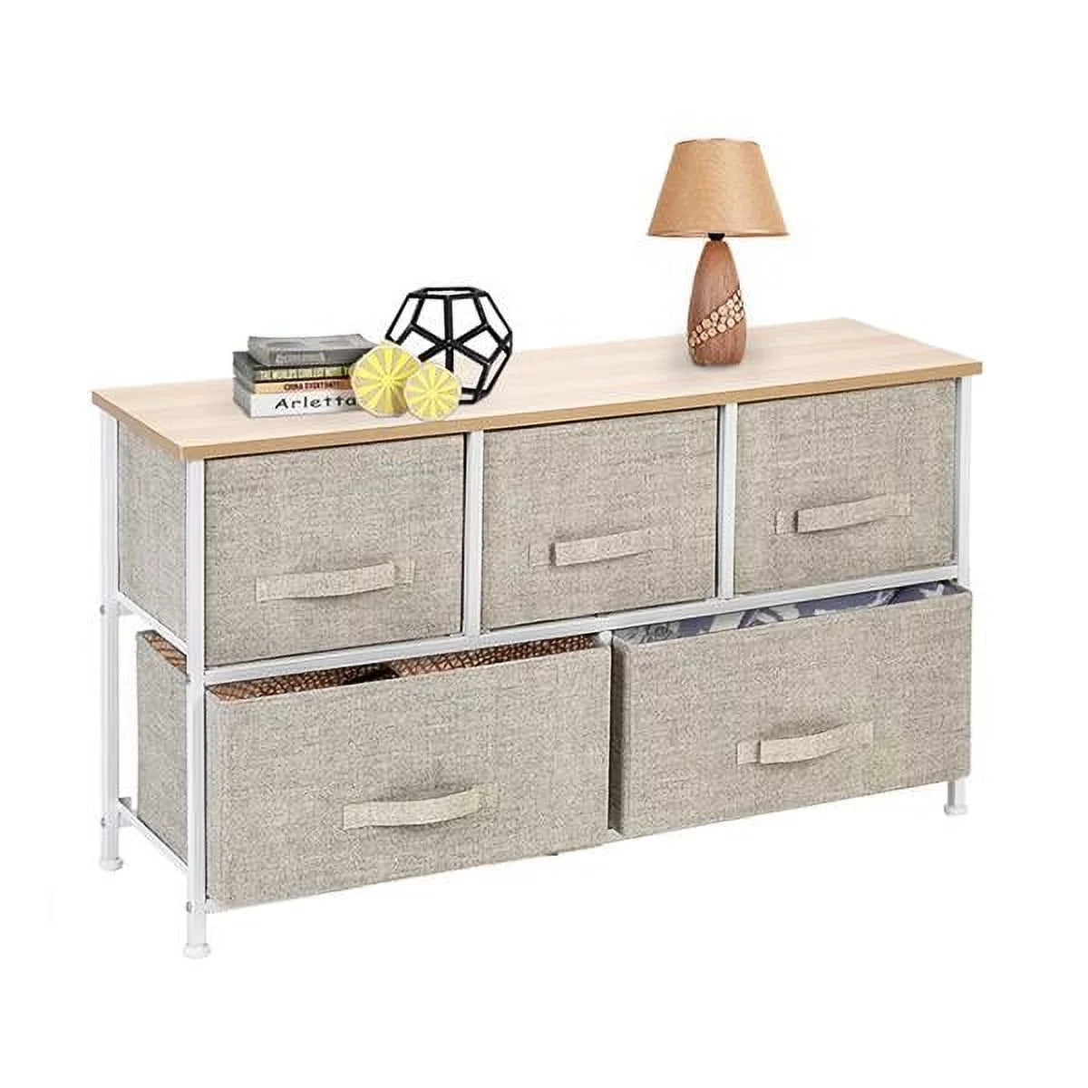 2-Tier Wide Closet Dresser with 5 Fabric Drawers U14730