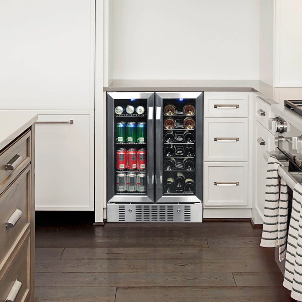 18 Bottle 60 Can Dual Zone Stainless Steel Wine and Beverage Refrigerator W879