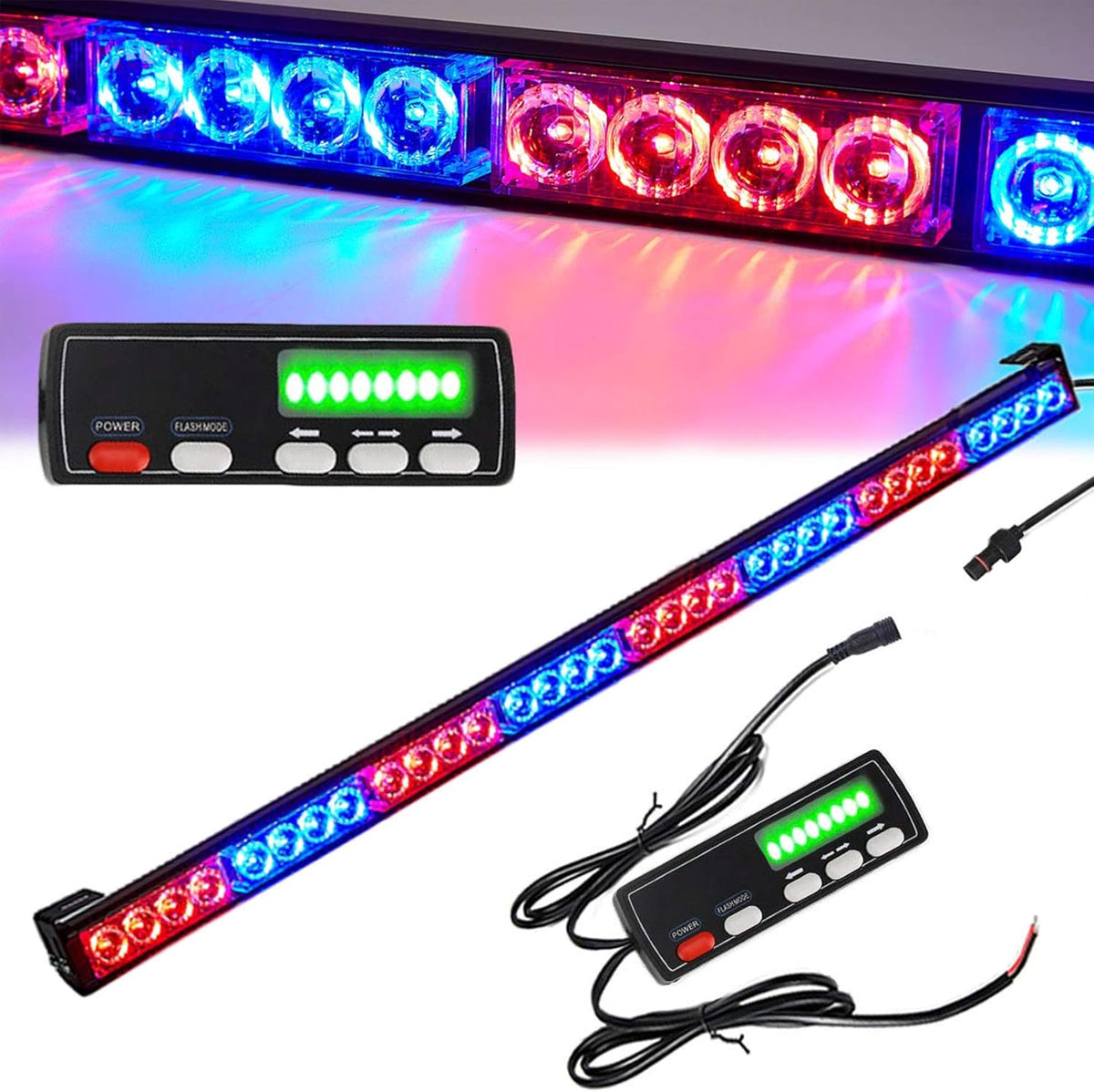 Red/Blue 32 Led Strobe Light Bar 35.5Inch Pack of 2 R898642