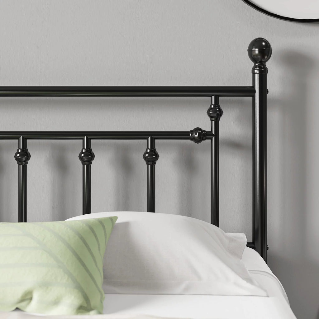 Full Size Black Iron Bed Frame with Headboard and Footboard P5807