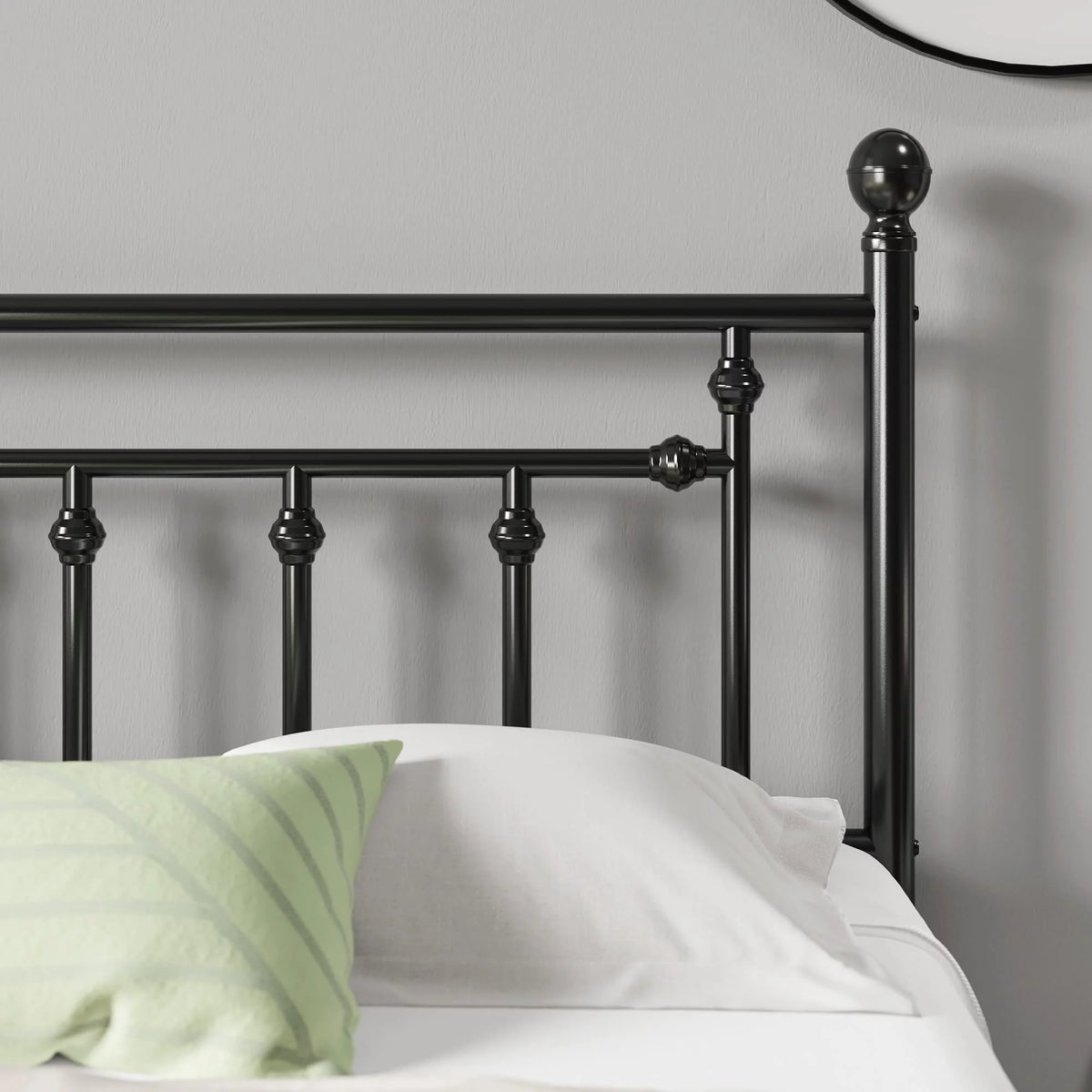 Full Size Black Iron Bed Frame with Headboard and Footboard P5807