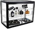 Black Tempered Glass Display Showcase with 2 Shelves E256