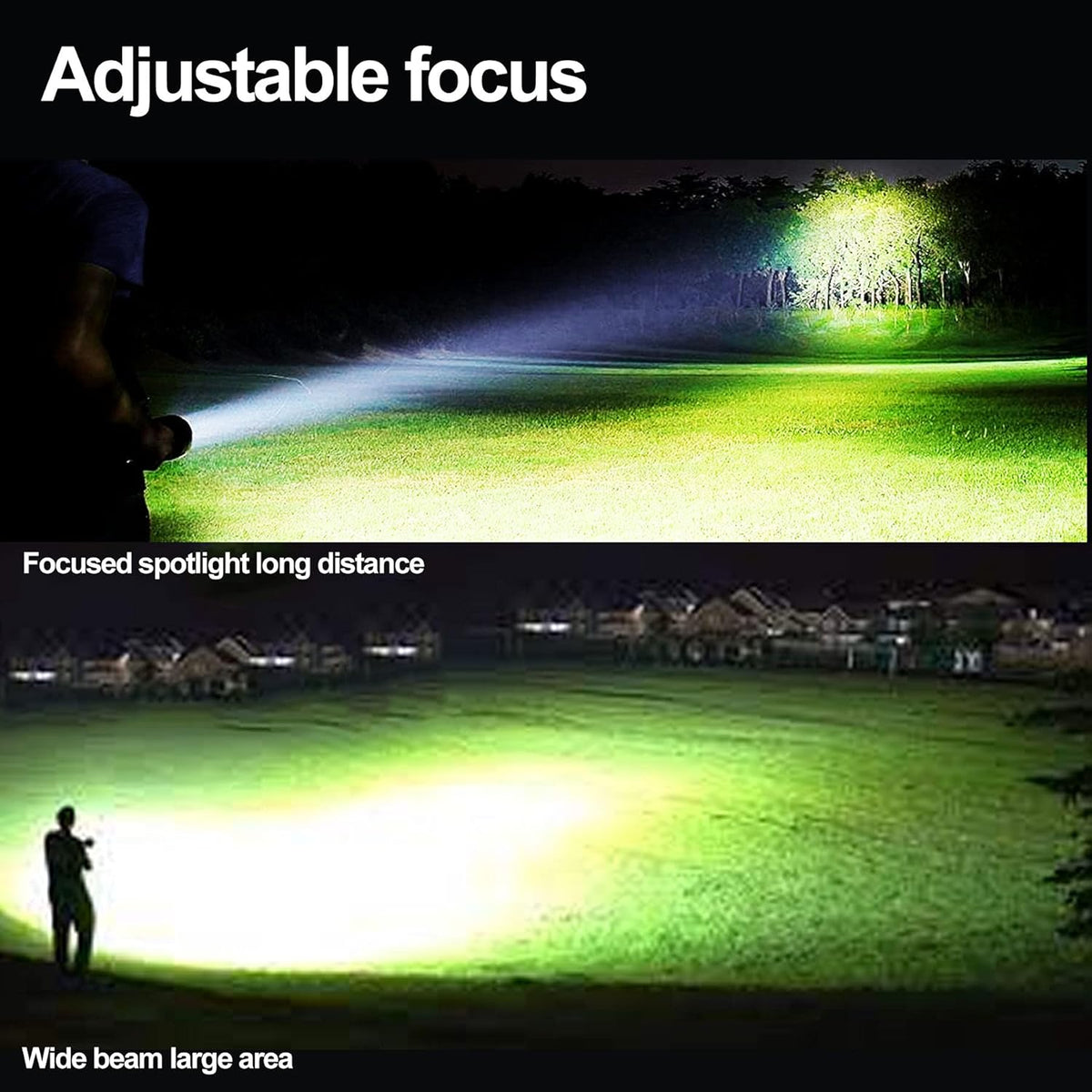 Brightest Rechargeable Zoom Flashlight Lantern Combo D243