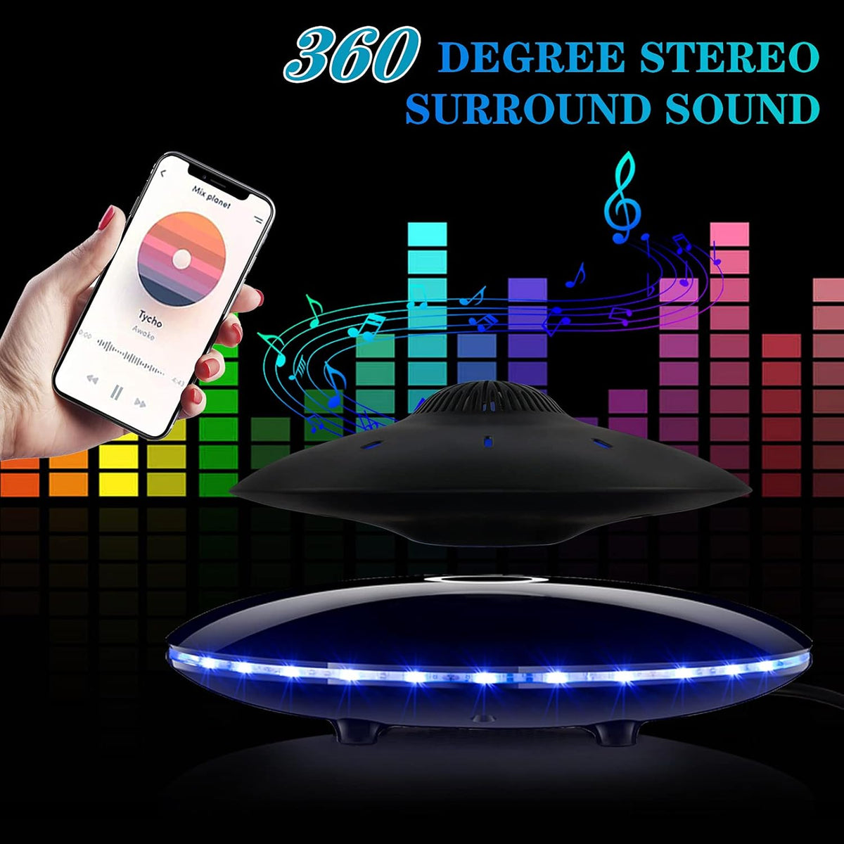 Magnetic Levitating Bluetooth Speaker with LED Lights Base Q68849