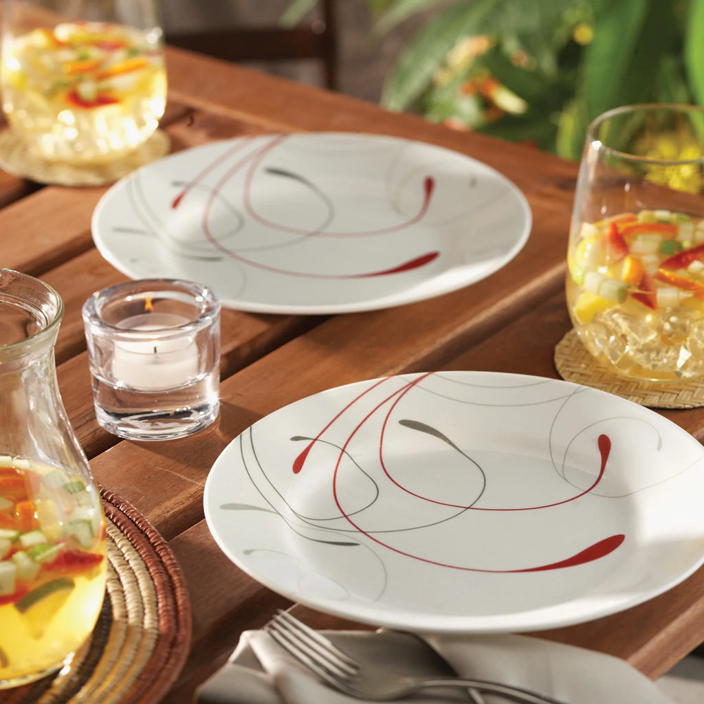 White and Red 12-Piece Dinnerware Set X814