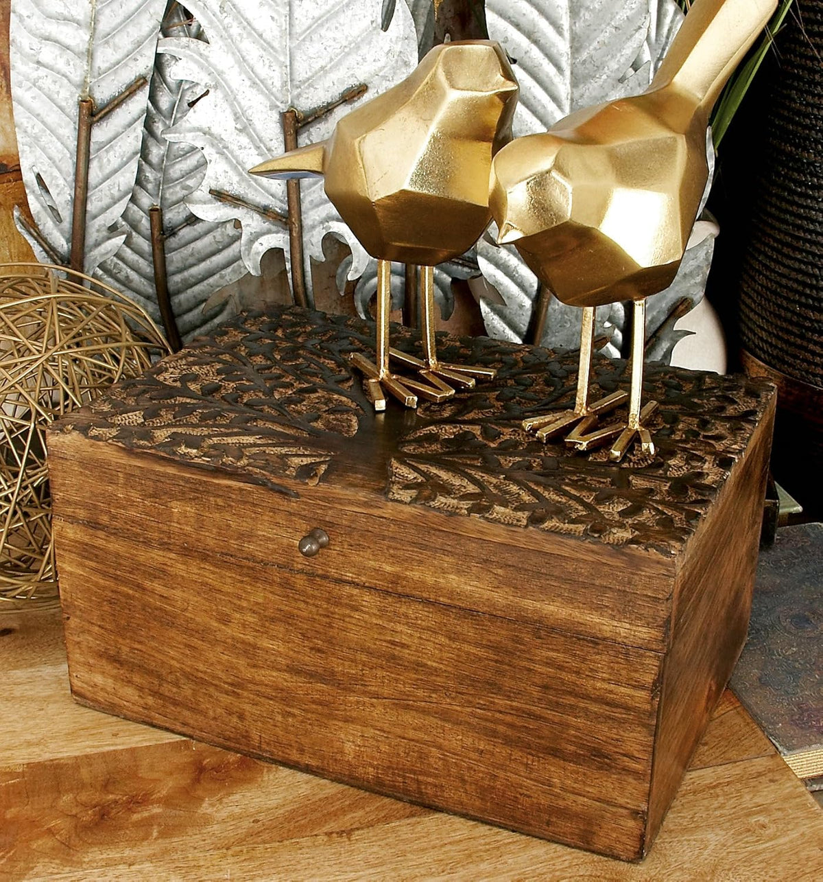 Wood Carved Box Set of 3 W223553