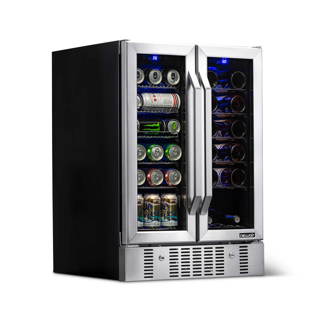 18 Bottle 60 Can Dual Zone Stainless Steel Wine and Beverage Refrigerator W879