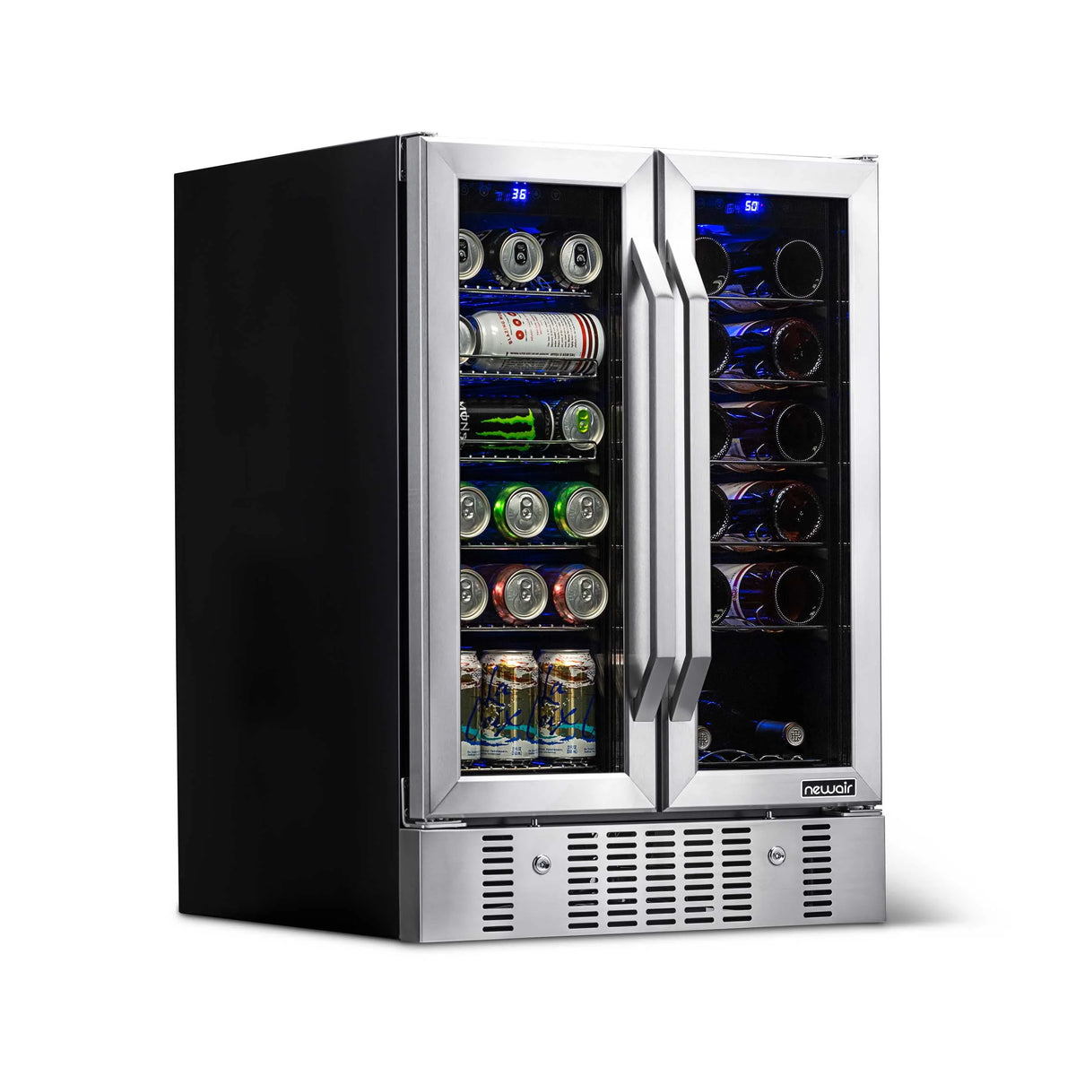 18 Bottle 60 Can Dual Zone Stainless Steel Wine and Beverage Refrigerator W879