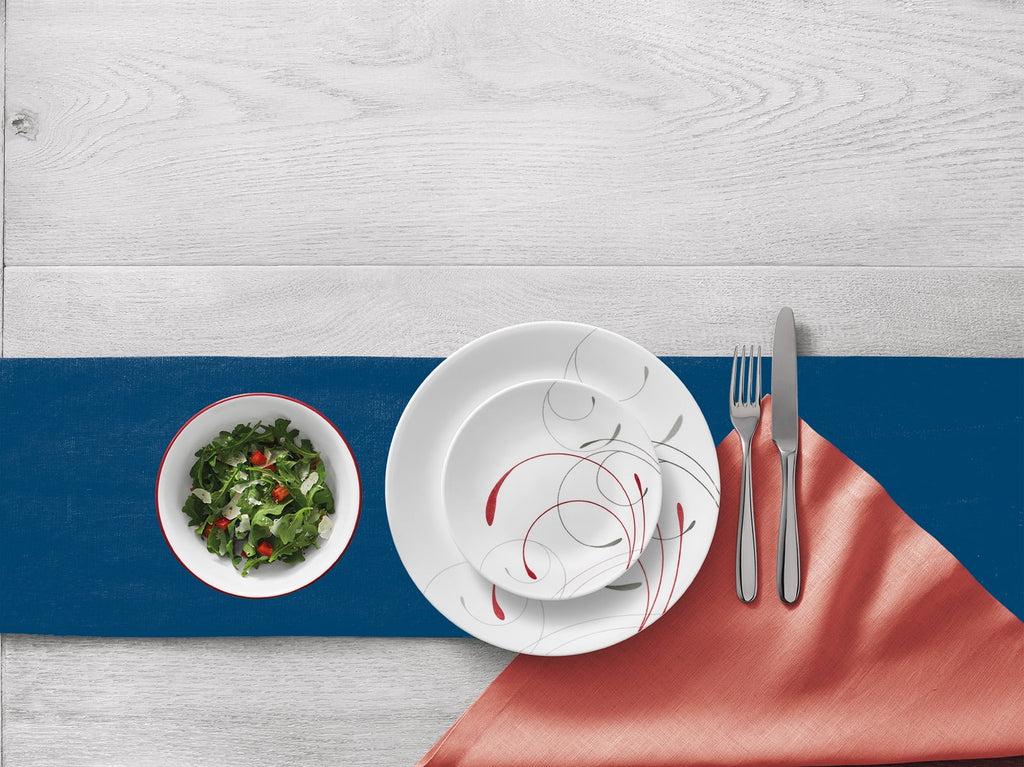 White and Red 12-Piece Dinnerware Set X814