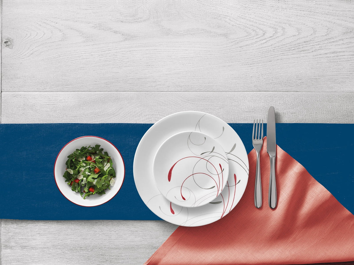 White and Red 12-Piece Dinnerware Set X814