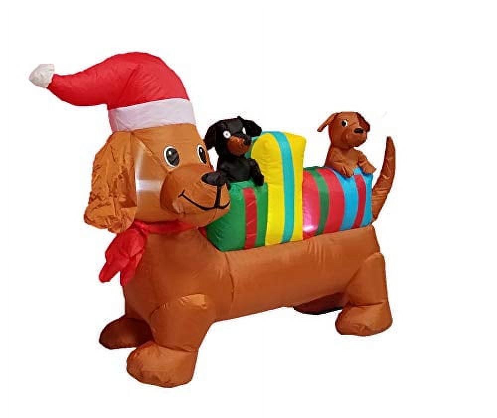 Lighted Christmas Inflatable Three Dogs Puppies with Multicolor Gift Boxes LED Lights Outdoor Lawn Decor K9865