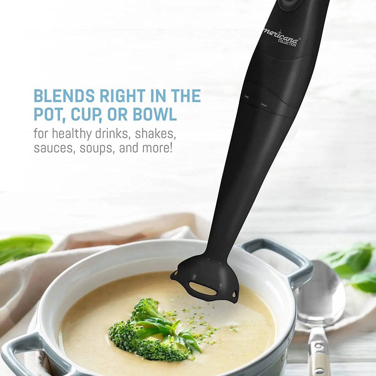 150W Hand Blender with Detachable Wand, Black L310519