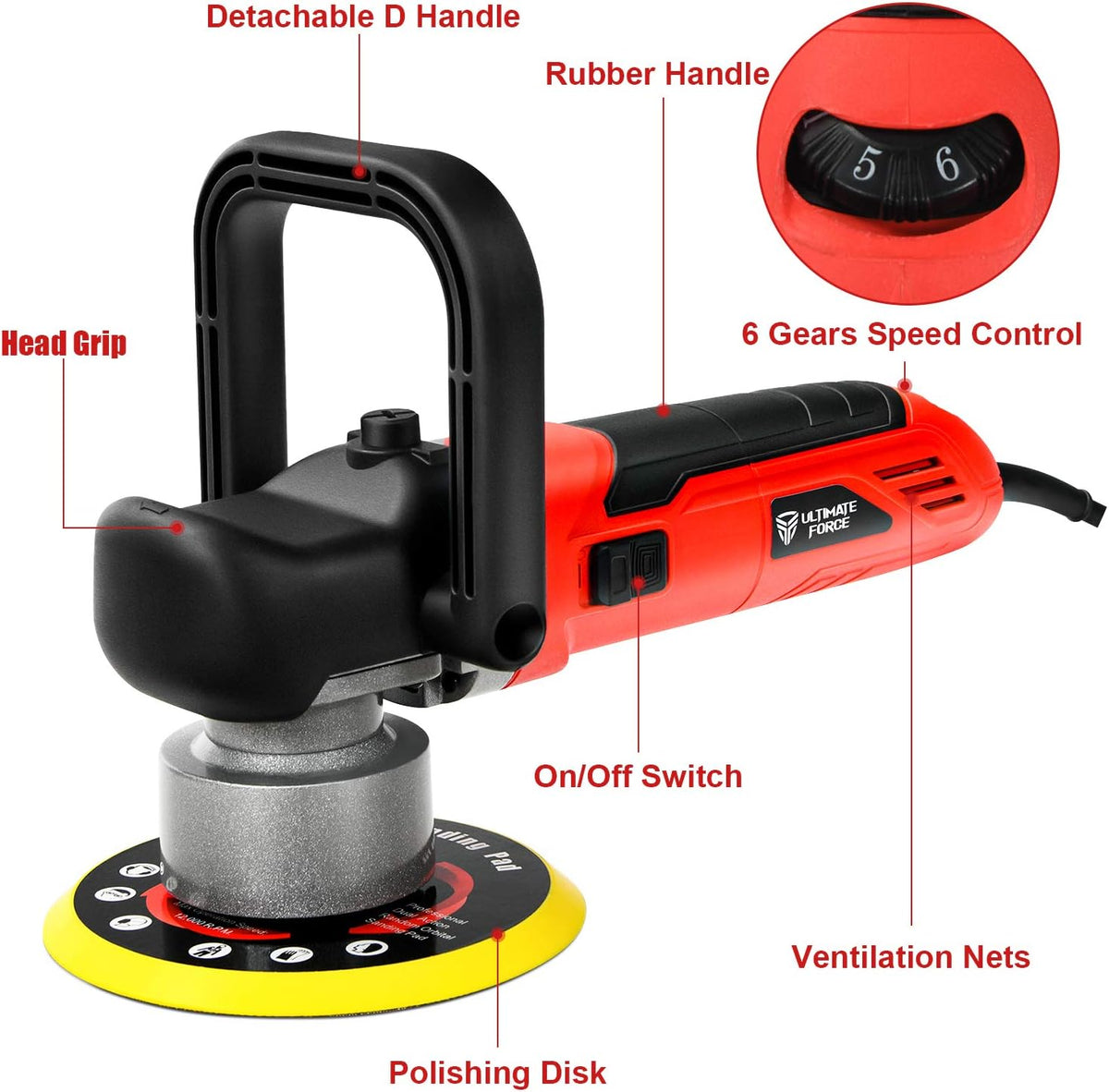 6 Inch Dual Action Random Orbital Car Buffer Polisher A1095