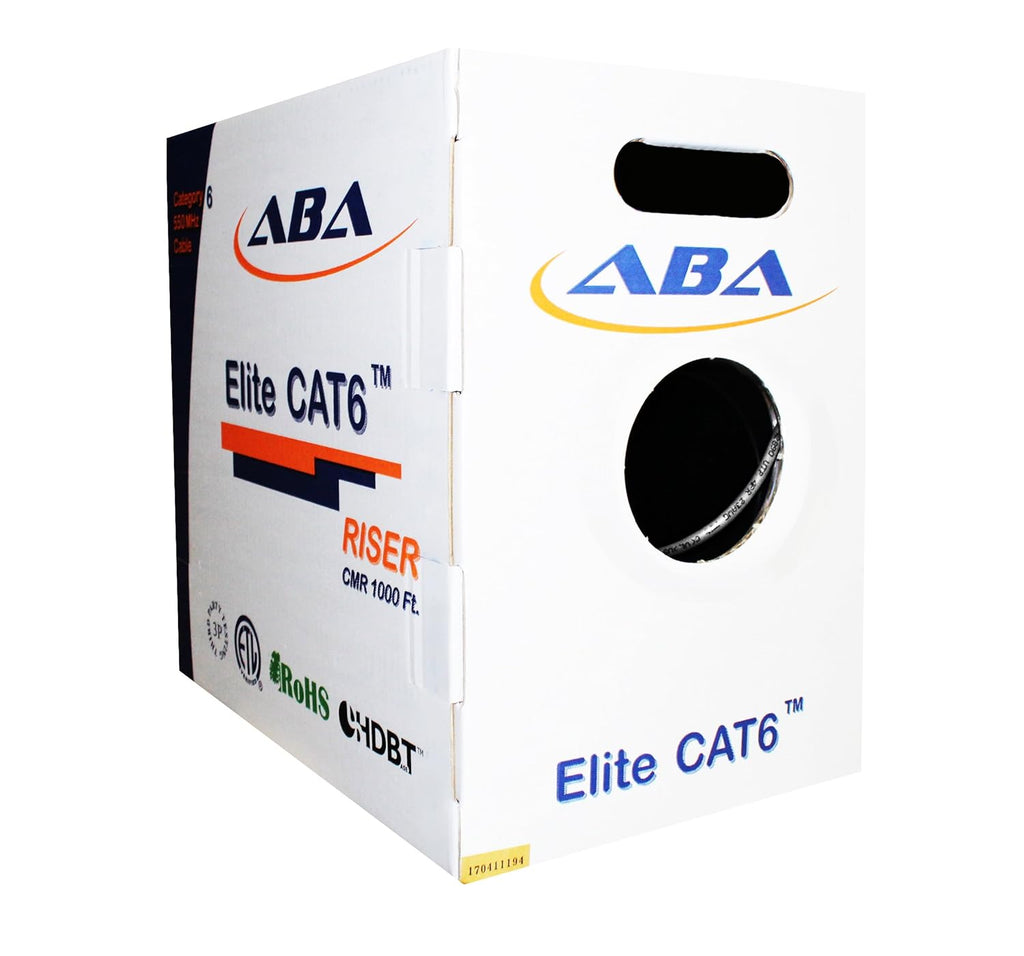 Cat6 Riser Ethernet Cable 1000ft Blue UTP 23AWG Solid Bare Copper Bulk LAN Cable X860469