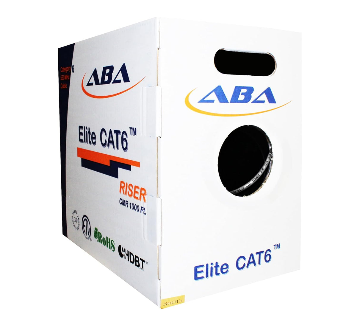 Cat6 Riser Ethernet Cable 1000ft Blue UTP 23AWG Solid Bare Copper Bulk LAN Cable X860469