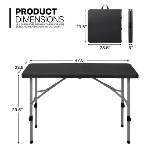 10 Pieces Plastic Folding Card Table with Carrying Handle, Black Y328