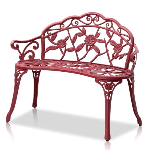 38.5" Metal Rose Bench M31358