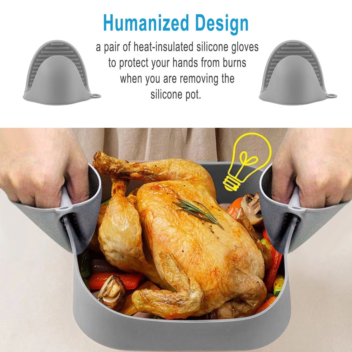 Silicone Air Fryer Pot Square F5832