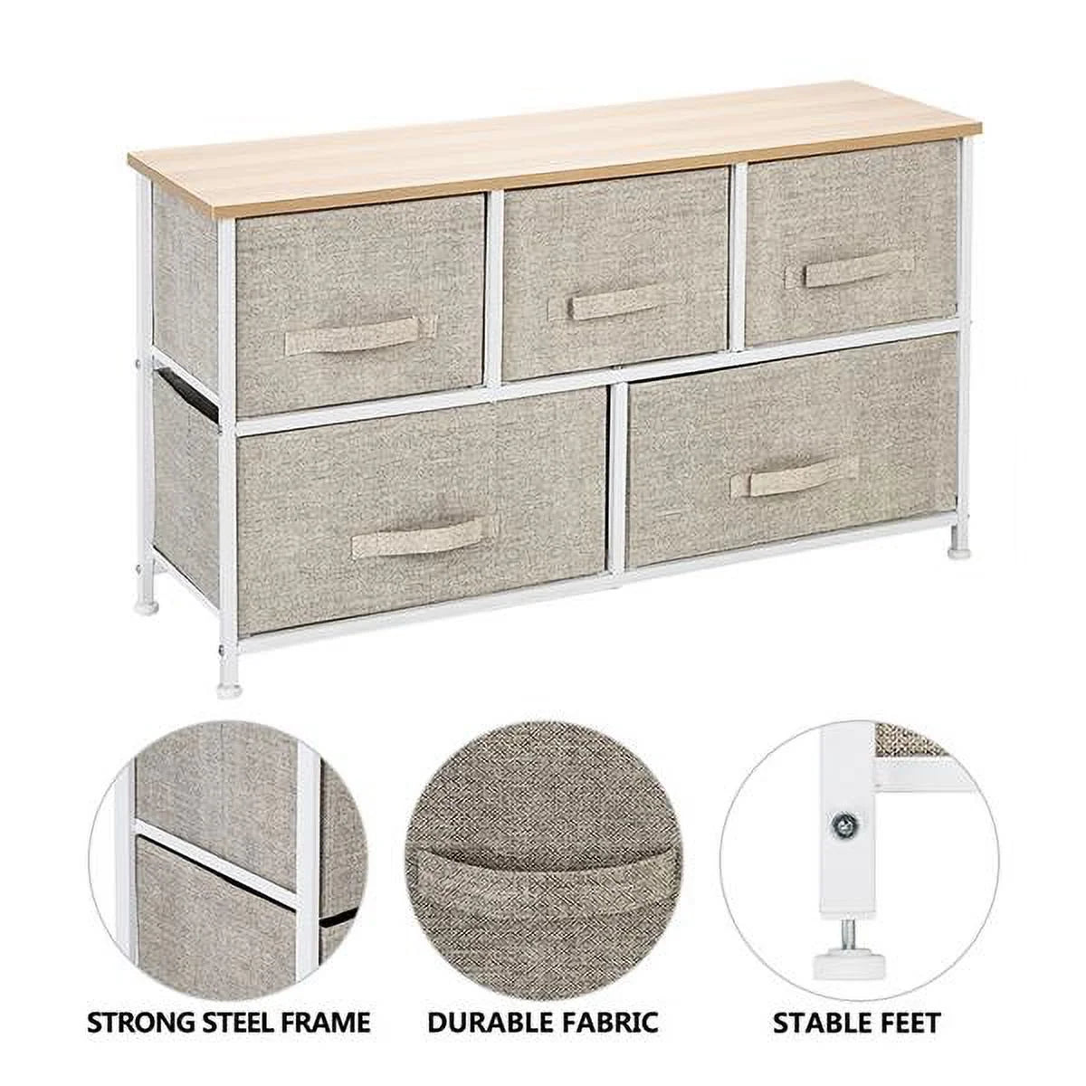 2-Tier Wide Closet Dresser with 5 Fabric Drawers U14730