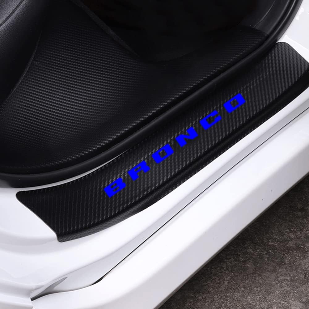 Carbon Fiber Vinyl Sticker Car Door Sill Protector Scuff Plate Pack of 2 V148