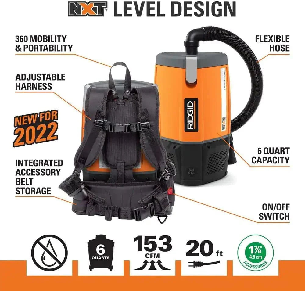 6 Qt. Backpack Vacuum Cleaner with Filters A6919