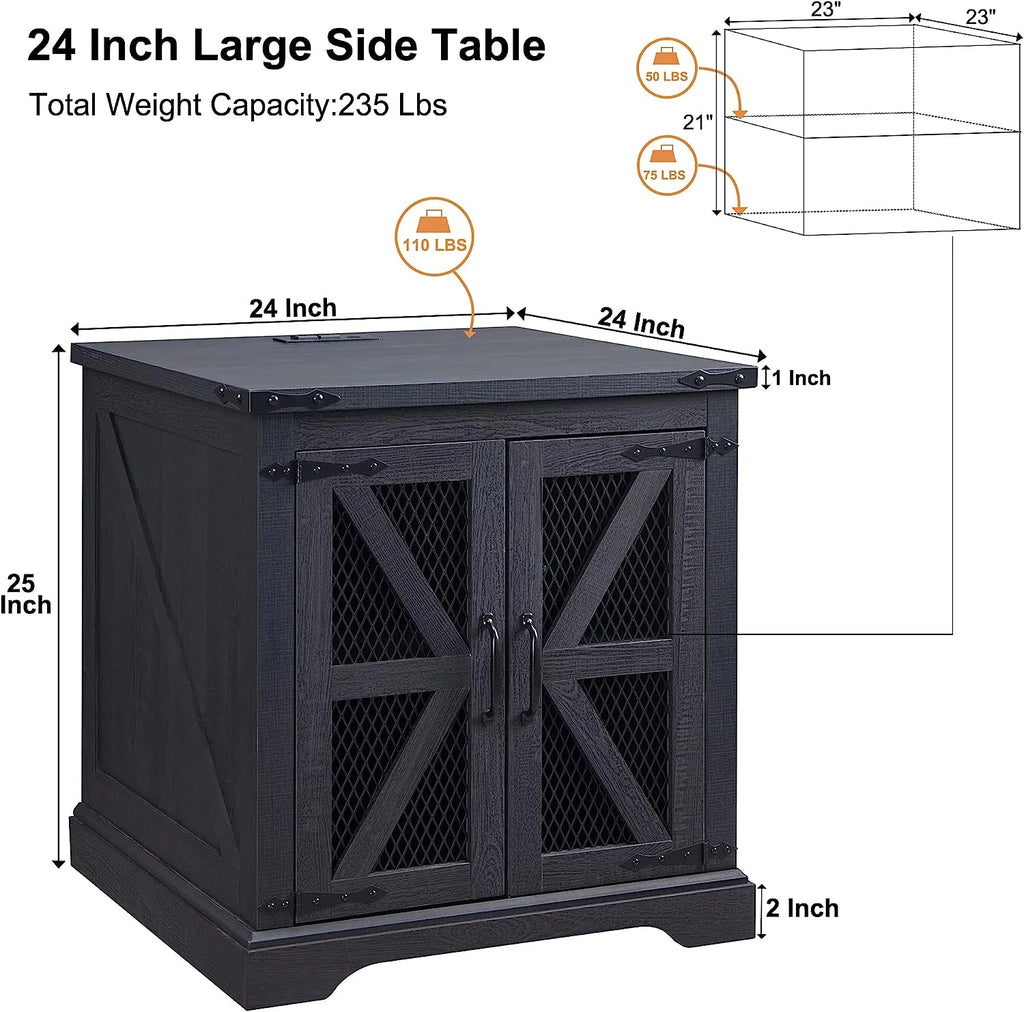 Black Nightstand with Charging Station A97414