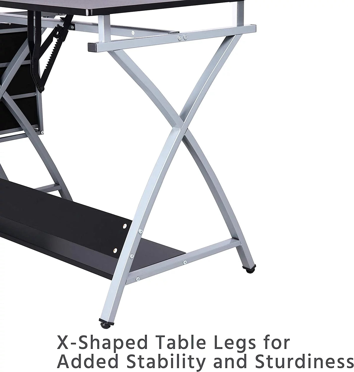 Adjustable Drafting Desk with Stool and 3 Slide Drawers Y88645
