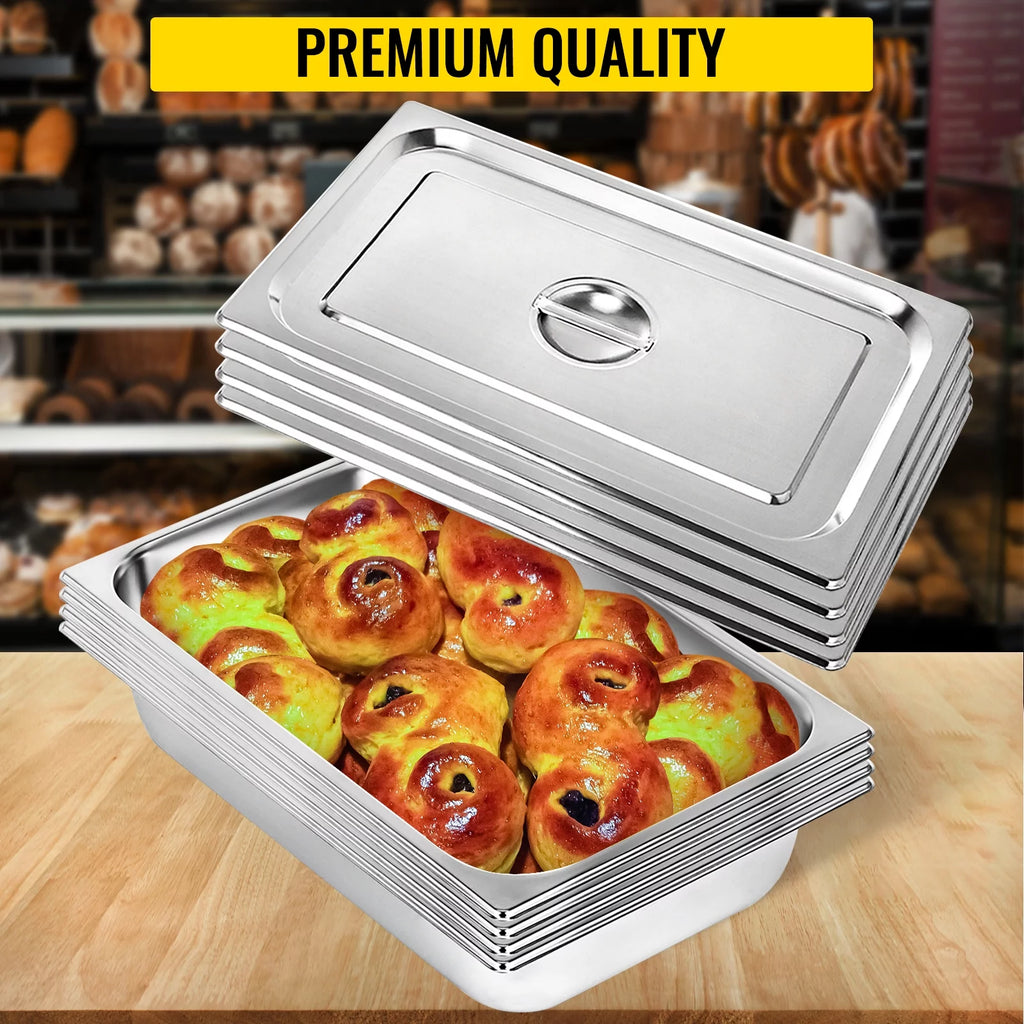 4 Pack 4 Inch Deep Full Size Stainless Steel Hotel Pan with Lid E476