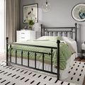Full Size Black Iron Bed Frame with Headboard and Footboard P5807