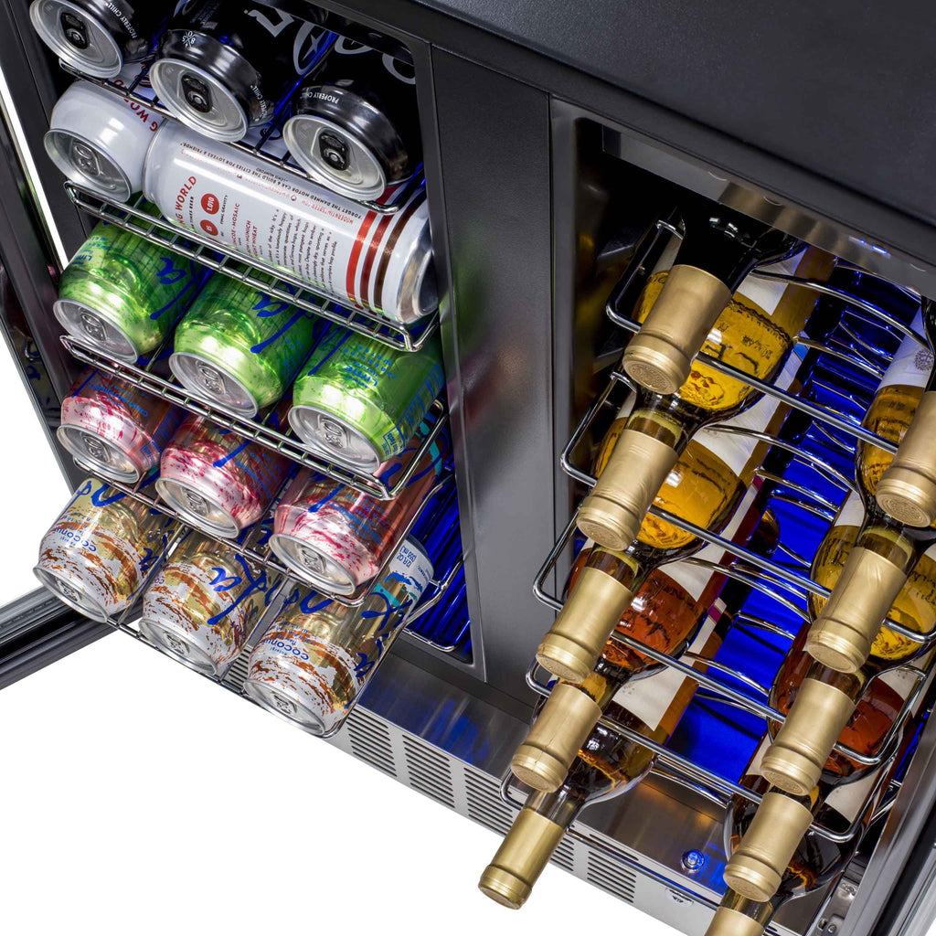 18 Bottle 60 Can Dual Zone Stainless Steel Wine and Beverage Refrigerator W879