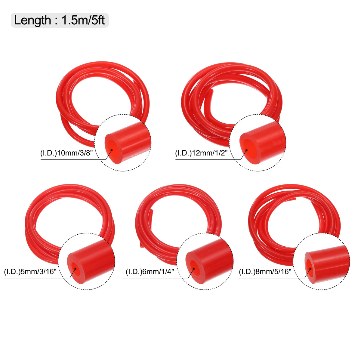 Vacuum Silicone Tubing Hoses 5ft Red High Temperature R142132