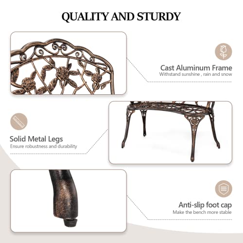 38.5" Metal Rose Bench M31358