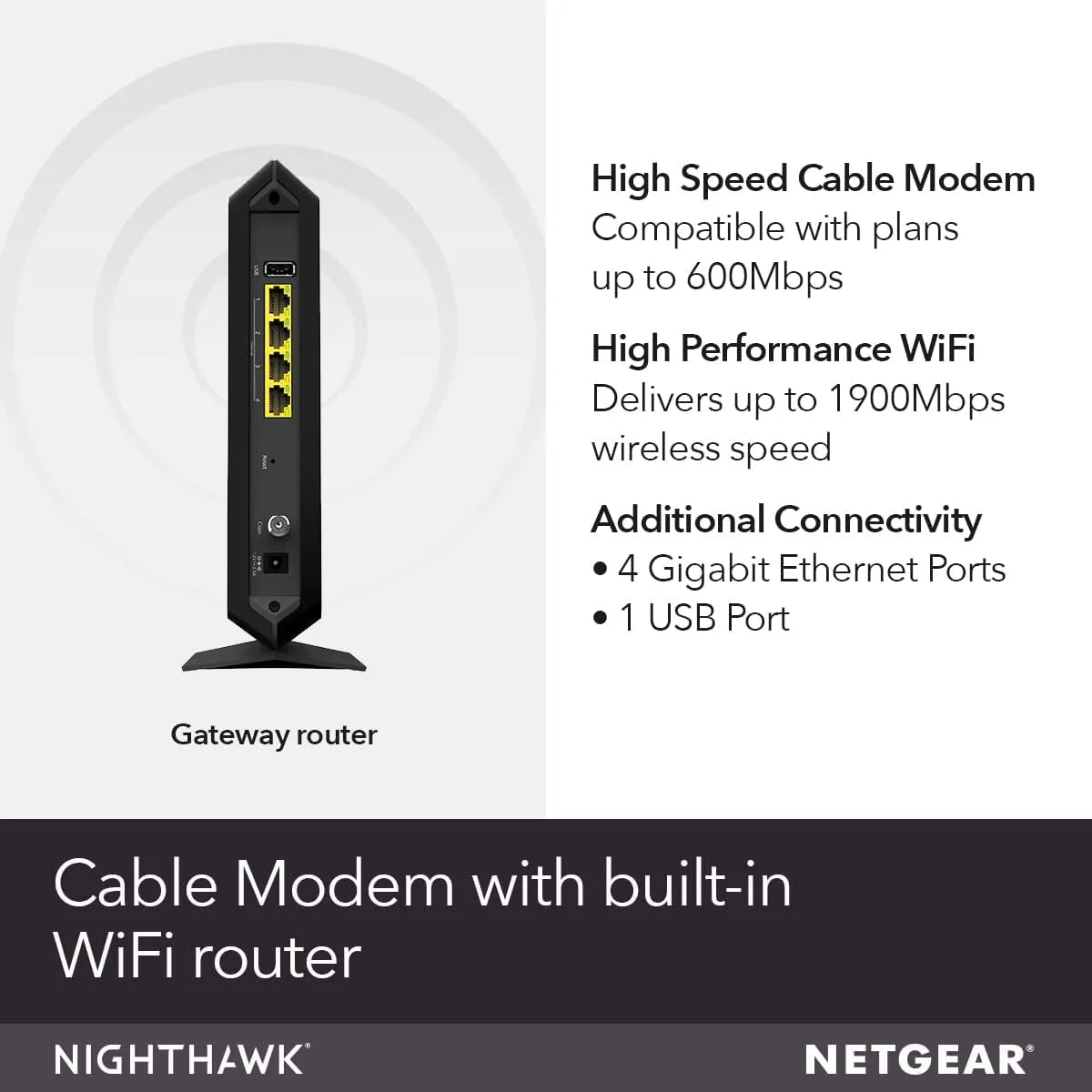 Refurbished AC1900 WiFi Cable Modem Router P19793