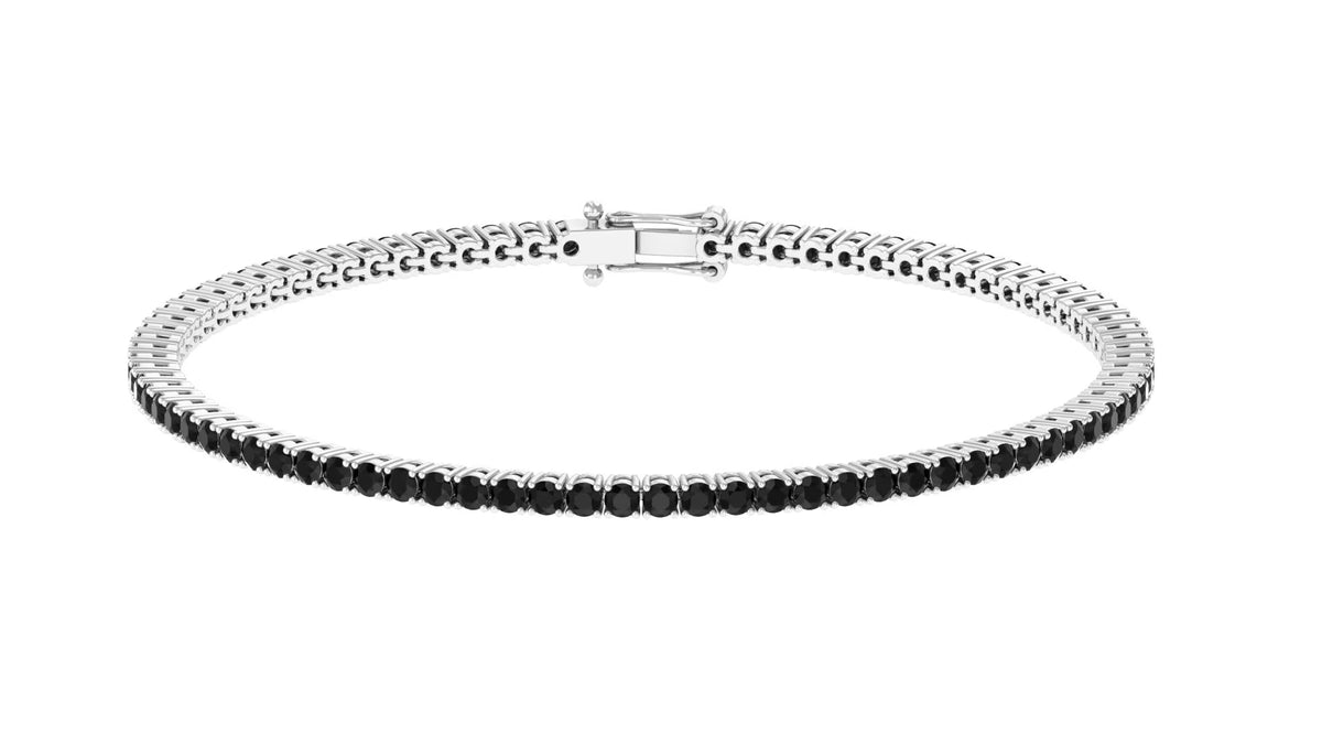 Black Diamond Tennis Bracelet, 925 Sterling Silver, 7.0 inches H5723