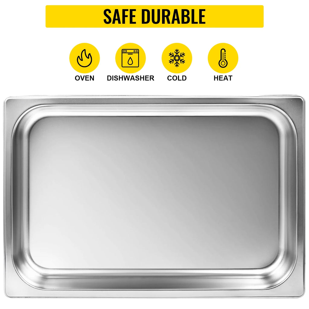 4 Pack 4 Inch Deep Full Size Stainless Steel Hotel Pan with Lid E476