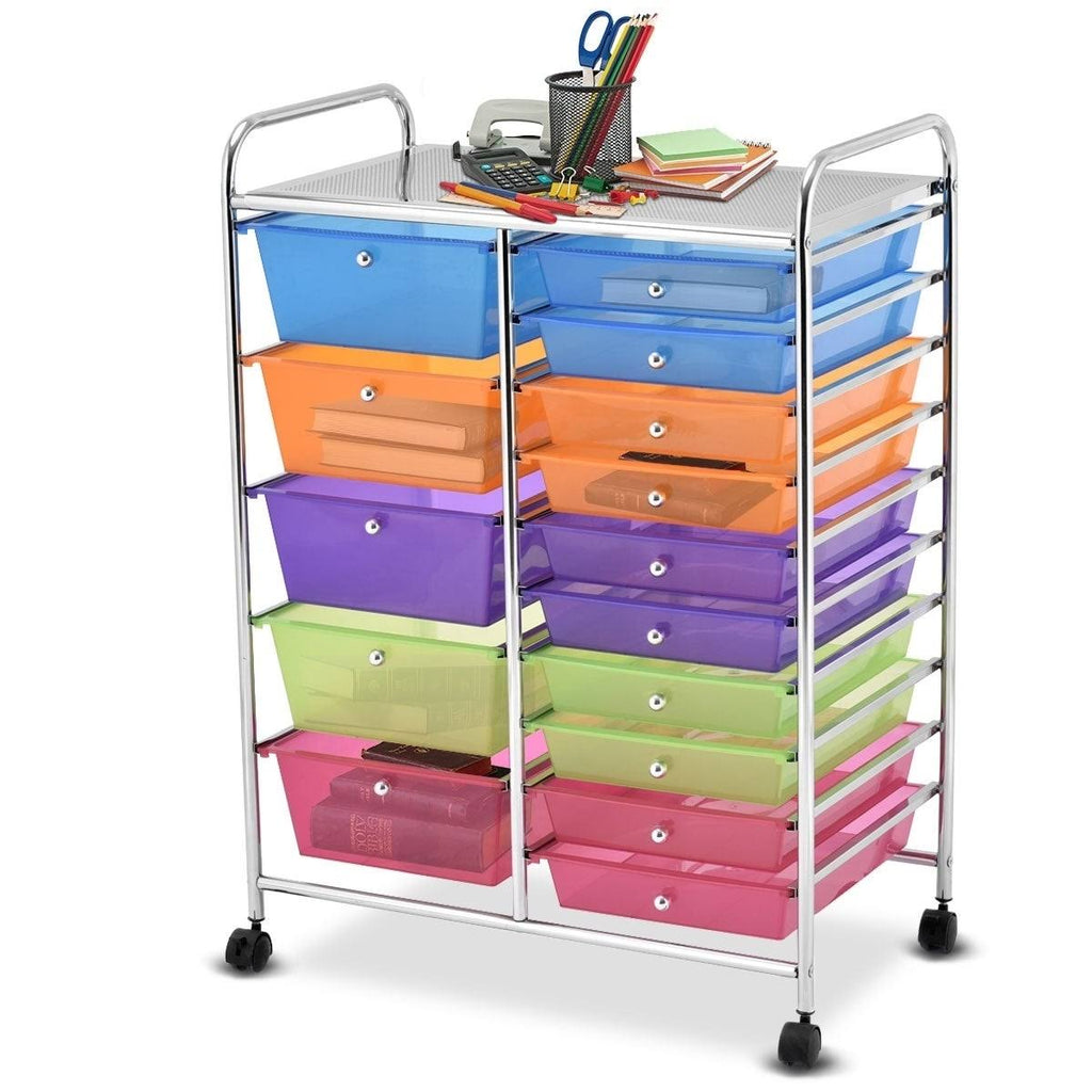 Blue 15-Drawer Rolling Utility Cart with Wheels N478269
